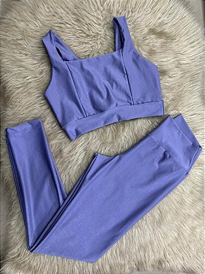 Conjunto Laycy Legging Canelado Poliamida+Top Cor Lilas