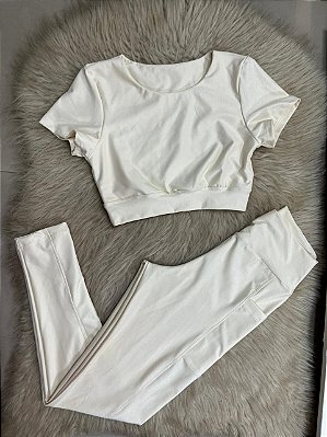 Conjunto Atitude Legging Canelado Poliamida+Top Cor Off