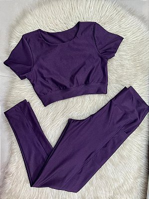 Conjunto Atitude Legging Canelado Poliamida+Top Cor Açai