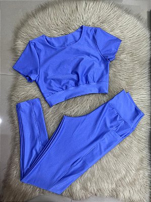 Conjunto Atitude Legging Canelado Poliamida+Top Cor Lavanda
