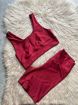 Conjunto Short Meia Coxa+ Top Clarisse Cor Marsala