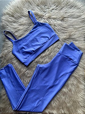 Conjunto Montaria Legging Canelado Poliamida+Top Cor Lavanda