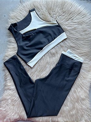 Conjunto Maria Legging+Top Cor Preto+Off