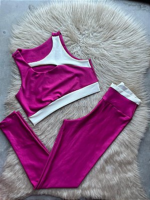 Conjunto Maria Legging+Top Cor Rosa Fuschia+Off