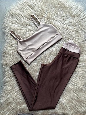 Conjunto Isis Legging+ Top Cor Marrom+Off