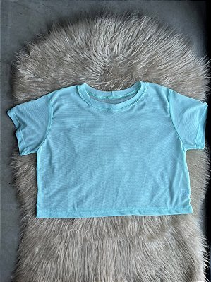 Blusa Croped Tule Cor Azul Tiffany