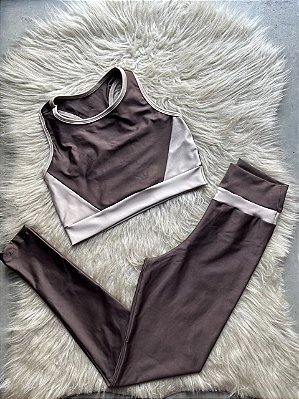 Conjunto Movimento Legging+Top Cor Marrom+Areia
