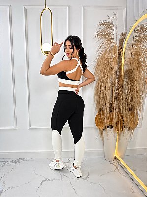 Conjunto Athena Legging+Top Cor Preto+Off