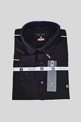 Camisa Social Masculina Fit Zaiko Viena Preto