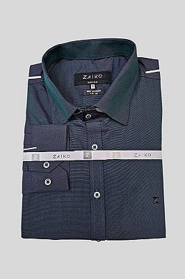 Camisa Social Masculina Slim Zaiko Fil a Fil Verde