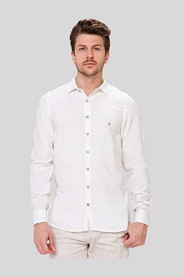 Camisa Social Masculina Slim Zaiko Listras Natural