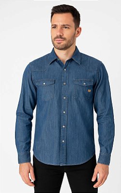 Camisa Masculina Manga Longa Jeans Trich 054