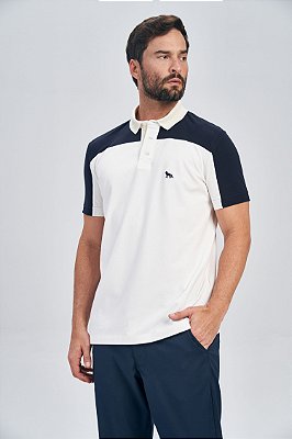 Polo Acostamento Elastano Off White/Azul 4034