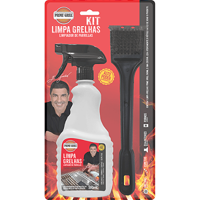 Kit Limpa Grelhas Prime Grill - Limpa Grelhas + Escova + Acendedor