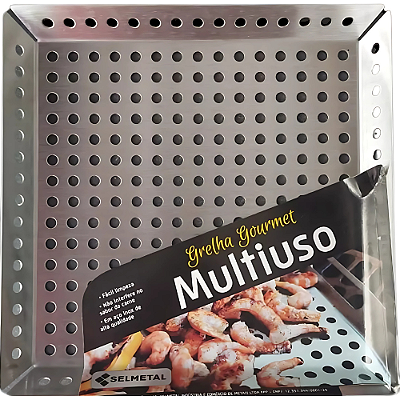 Grelha Gourmet Multiuso Para Churrasqueira - Inox - 25X25 cm