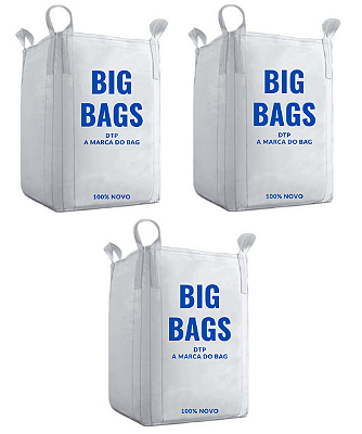 3 Saco Big Bag Reciclagem Usinas Fazendas Entulhos Modelo C1 Rafia Gramatura 160 Fator 5x1 Medidas 120x90x90 P/ 1000Kg