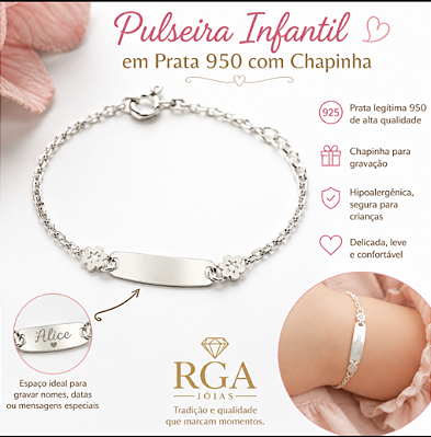 Pulseira de criança em Prata legítima 950