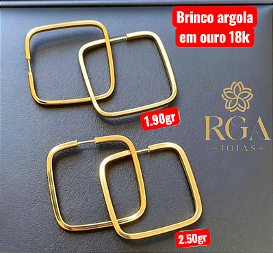 Brincos argolas em ouro 18k