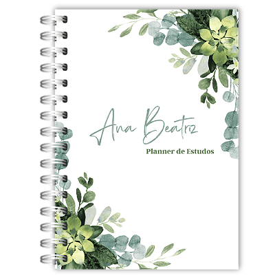 Planner Estudos: Floral Verde