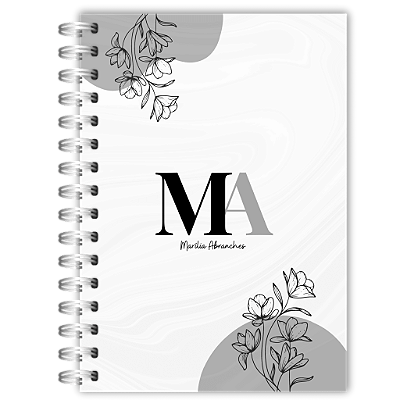 Caderno:  Floral Cinza