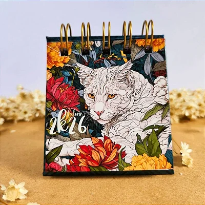 Gato Coleção Coloring - Mini Calendário 2026