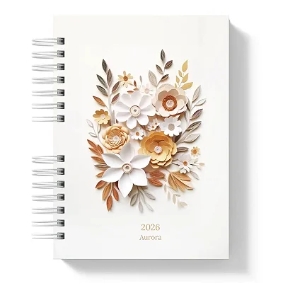 Planner Compacto: Aurora 2026 - Coleção Flores e Papel