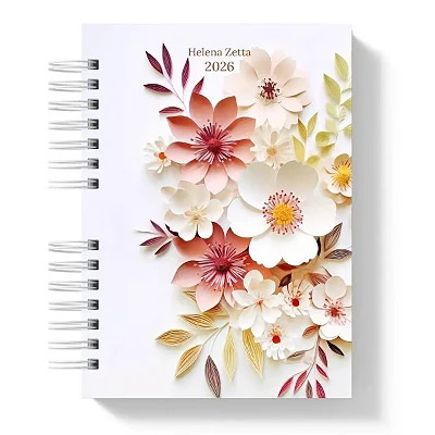 Planner Compacto: Helena 2026 - Coleção Flores e Papel