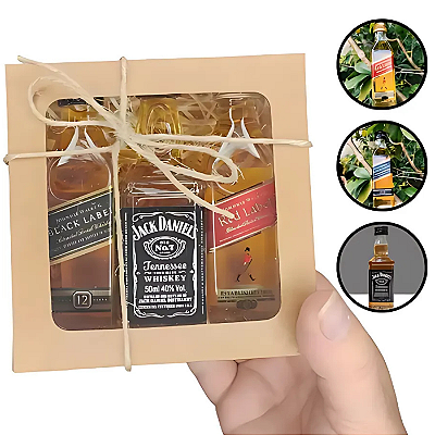 Kit Presente Whisky Red, Jack e Black Label 50ml