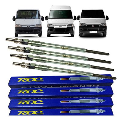 Kit 4 velas aquecedoras Ducato Multijet Jumper 2.3 16V