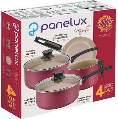 Jogo De Panelas Panelux Magnific Antiaderente 4 Pcs Vermelho