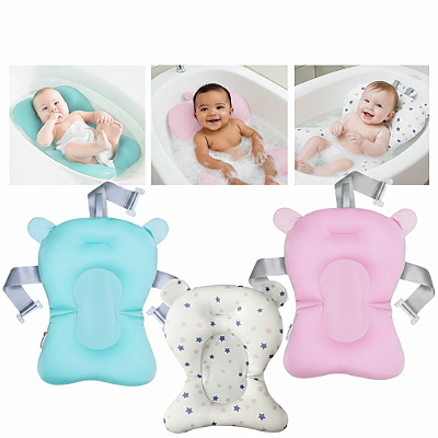 Almofada De Banho Para Bebê Universal Teu Baby Flutuante Boia Segura Infantil Anatômica Criança Banheira Azul Rosa