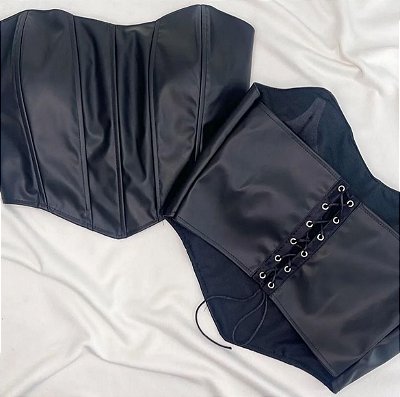 Corset couro fake