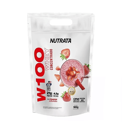 Whey 100% W100 900g Refil Morango Nutrata