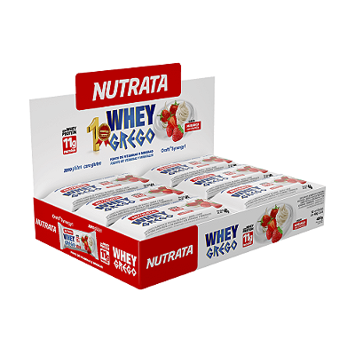 Whey Grego Bar Sabor Morango Com Chantilly 
– 40g Display Com 12 Barras