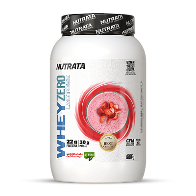 Whey Zero Lactose Sabor Morango 900G Nutrata