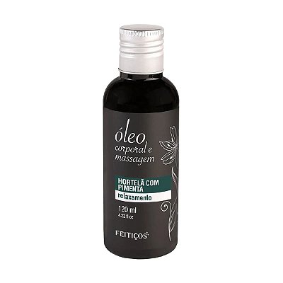 Óleo Aromático para Massagem Corporal - Hortelã Com Pimenta Relaxamento - 120ml - Feitiços