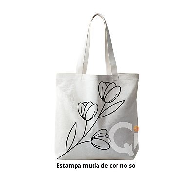 ECOBAG COM ESTAMA FLORES - MUDAM DE COR NO SOL