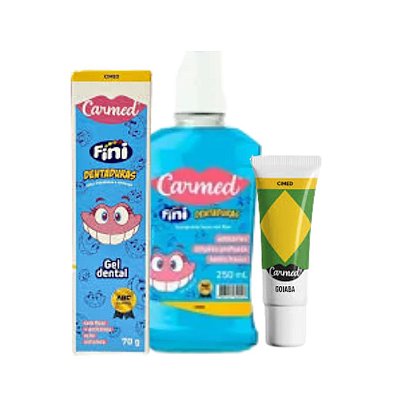 Kit Sorriso Campeão - Enxaguante e Gel denal Fini Dentadura + Carmed Seleções