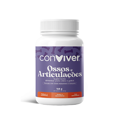 Ossos e Articulações Conviver | Suplemento Mastigável para Saúde Articular de cães e gatos 168g