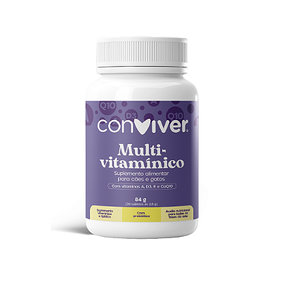 Multivitamínico Conviver 84g | Suplemento Nutricional para Cães e Gatos