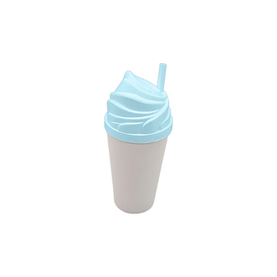 Copo Twister Chantilly Branco com Tampa Azul Bebe 300ml