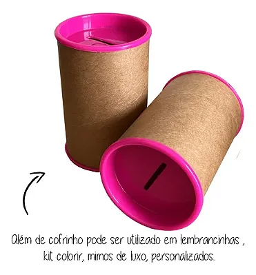 Kit Cofrinho Tampa Plastica Rosa Pink C/10 unidades