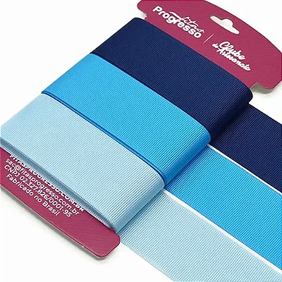 Kit Fita Gorgurão para Laços n°9 - 38mm com 9 metros Tons de Azul