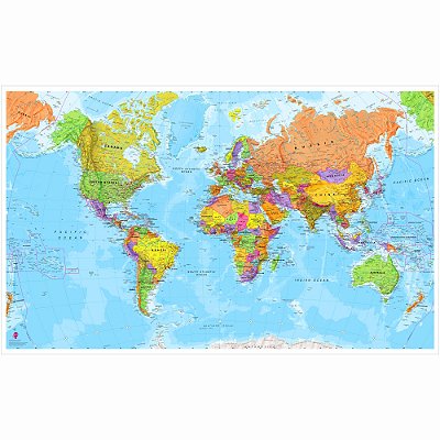 Adesivo Fosco Mapa Mundi Para Parede Decoração Ambiente - Inglês