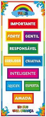 Tapete Amarelinha Infantil Educativo Adjetivos - Sou uma Criança Feliz