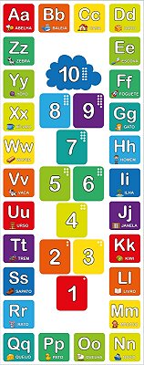 Tapete Amarelinha Infantil Grande ABC: Alfabeto e Números