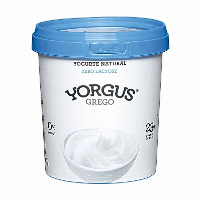 Iogurte Grego Natural Zero Lactose Desnatado 0% Gordura Yorgus 500g