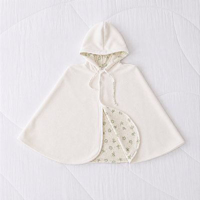 Poncho Dupla Face - de 0 a 4 anos - Rosas Poá Off White
