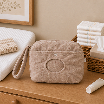 Necessaire Porta Lenço Umedecido - Atoalhado Nude