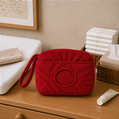 Necessaire Porta Lenço Umedecido - Atoalhado Vermelho